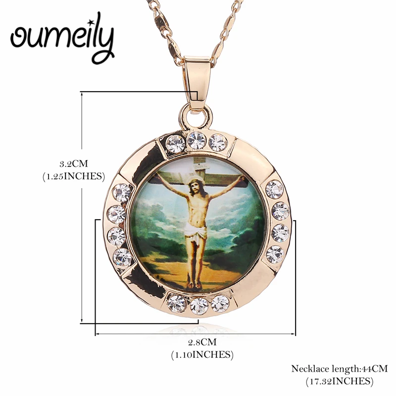 Ожерелье с подвеской OUMEILY Jesus большое ожерелье крестиком для женщин и мужчин