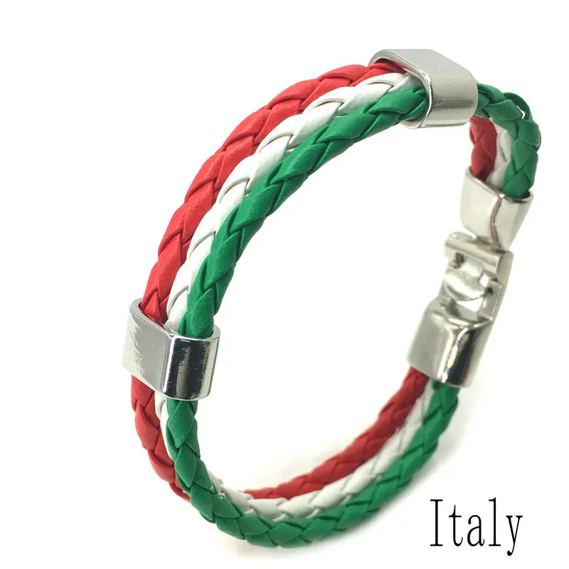 Мужской кожаный браслет с испанским и флагом женский ручной работы | Украшения