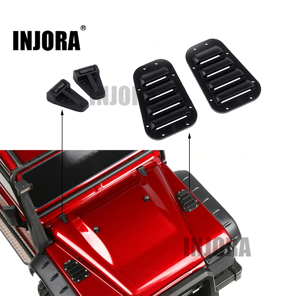 INJORA 1Set TRX4 Black Plastic Intake Grille Cover & Engine Hinge for 1:10 RC Crawler Traxxas TRX 4 Body|rc hinge|traxxas bodyplastic hinge |