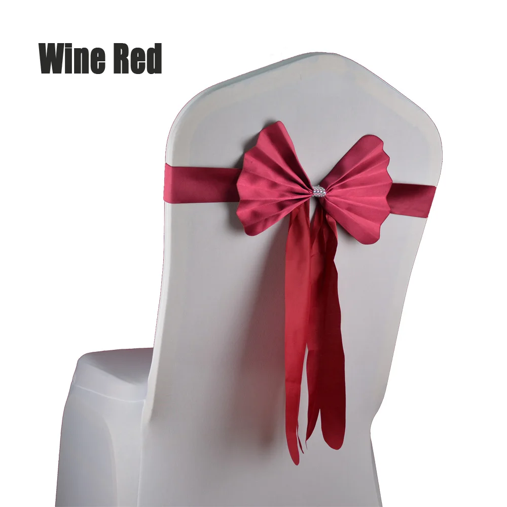 Wine Red Горячая Распродажа 100 шт/партия свадебное праздничное украшение бант из атласной ленты узел стул пояс гостиничный Банкетный стул полоса задний Декор - Цвет: Wine Red