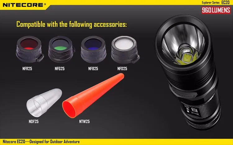 Nitecore EC20 960 люмен наружный поисковый 18650 фонарик водонепроницаемый портативный фонарь мощный производительный Светодиодный прожектор для повседневного использования