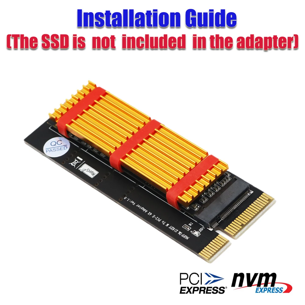 NGFF(M.2) nvme M key SSD to PCI- E 4X Adapter with Heatsink(vertical installation) 2230/2242/2260/2280 M.2 Card dimension | Компьютеры и