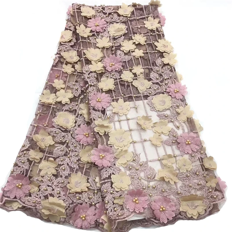 1 Yard African Lace Fabric High Quality 3D Flower Embroidered Tulle Red Black Mesh For Dress Clothing | Дом и сад