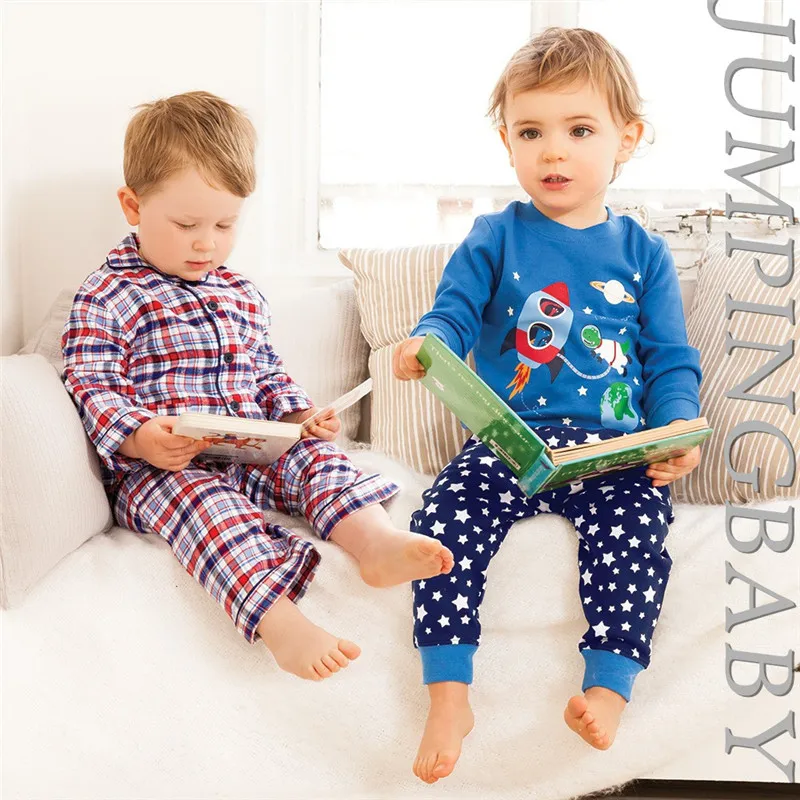 Jumpingbaby/Коллекция года; пижамы для мальчиков; детская одежда; пижамный комплект для малышей; ночная рубашка для маленьких мальчиков; пижамы; Conjunto Infantil; новые пижамы для малышей