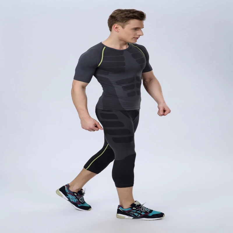 Seamless Men Athletic Pants Compression Gym Sports Fitted Base Layers Skin Tights | Спорт и развлечения