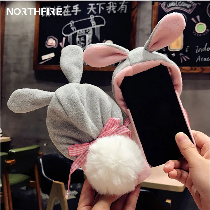 NORTHFIRE Cute Cartoon Hat Phone Casefor iPhone X/XS/XR/XSMAX Case Lazy Rabbit Fluffy For 6/6s/7/8 Fundas Cover Gift |