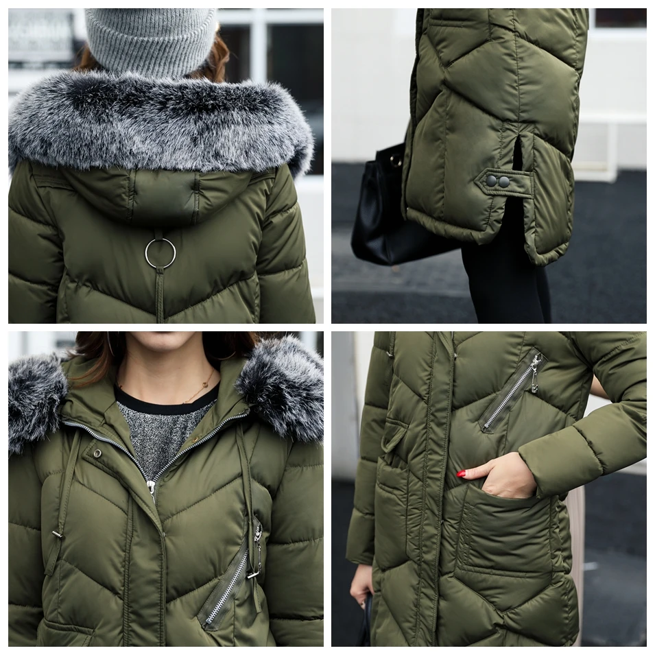 Зимняя куртка для женщин длинные пальто с большой меховой воротник новый дизайн