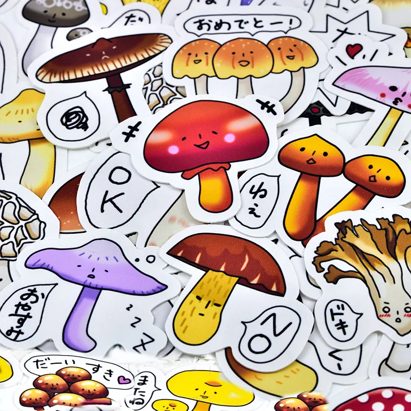 40 шт. креативные самодельные наклейки с красочными грибами kawaii красивые