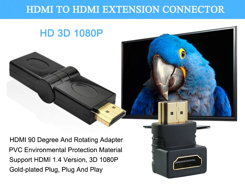 HDMI к HDMI кабель удлинитель 90 180 градусов Угол Вращающийся адаптер мужчин и женщин HDMI поворотный складной конвертер для HDTV Xbox 360