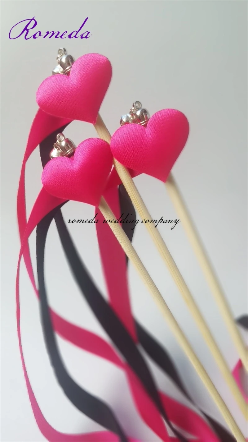Горячий продавец (розовое и черное пятно) милые сердца свадебные ленты палочки
