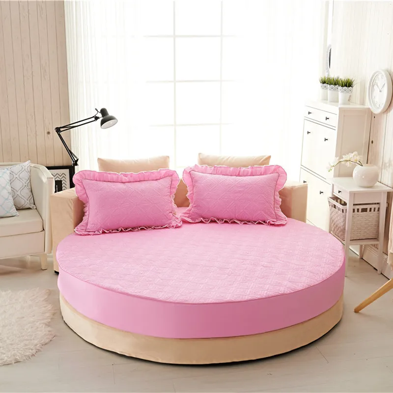 pink cotton padded Платье принцессы с круглой простыни хлопок стеганые простыня 3 шт./компл. круг на резинке для ухода за кожей, super king size утолщаются с ватными тампонами - Цвет: pink cotton padded