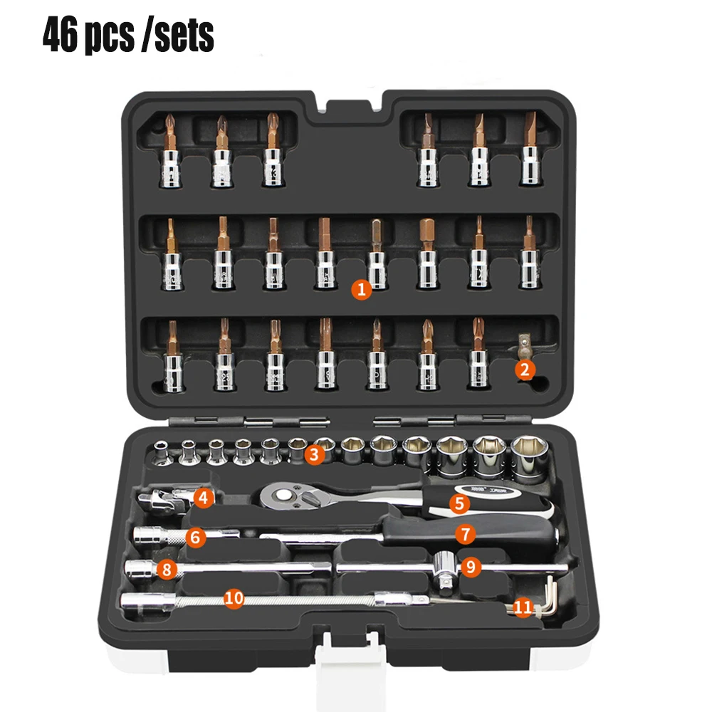 46 шт./компл. инструмент для ремонта автомобиля храповой набор динамометрических
