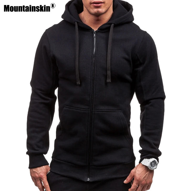Мужская толстовка с капюшоном Mountainskin черная Повседневная приталенная куртка