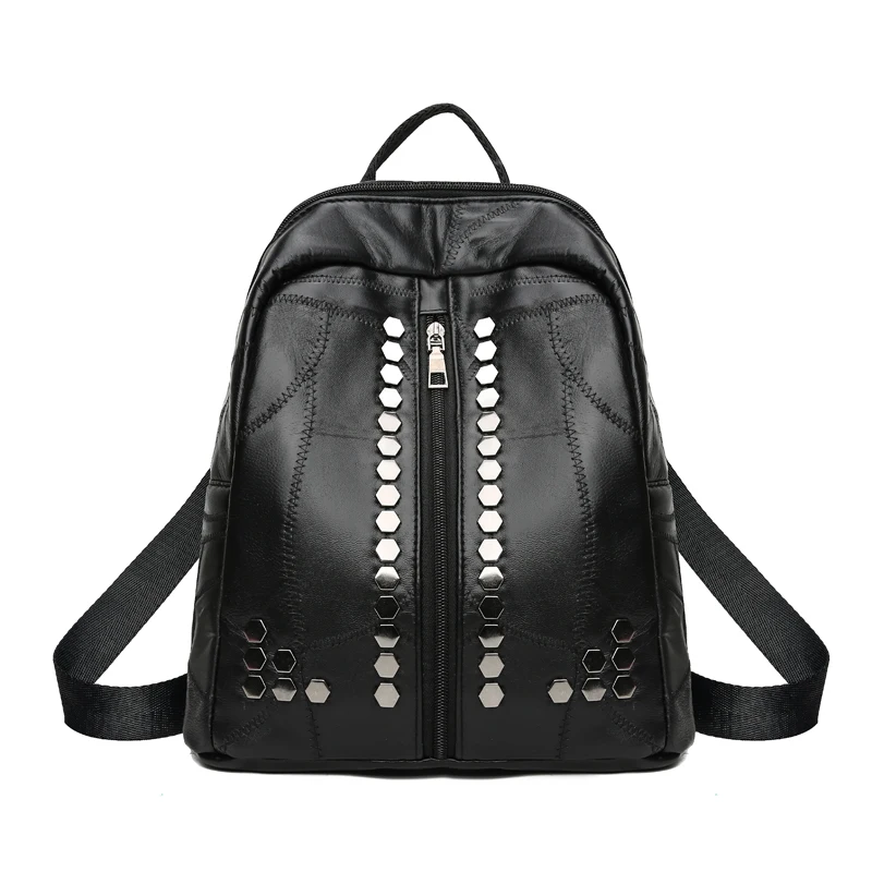 Дропшиппинг Малый Для женщин рюкзаки заклепки молния Pu кожа студент рюкзак мешок