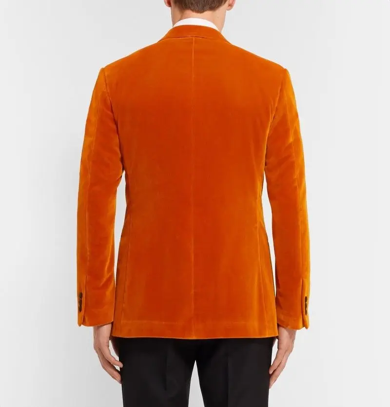Мужская бархатная куртка оранжевого цвета Повседневная Деловая на одной