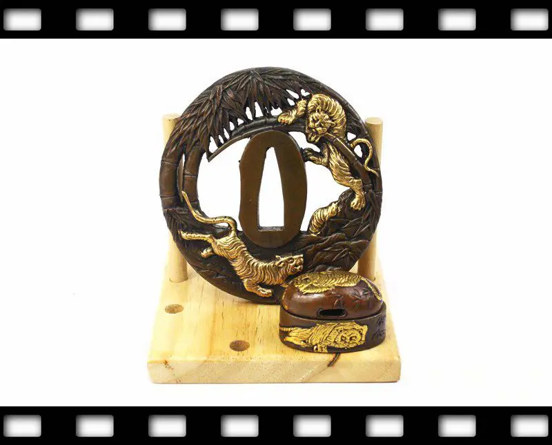TFK037 Самурайские Катана Тигр бамбук TSUBA FUCHI Кашира фитинги для DIY|fitting| |