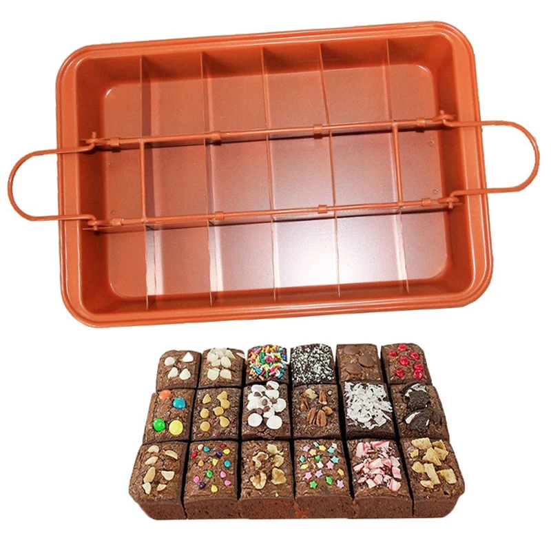 Антипригарная квадратная форма коричневая для торта 18 ячеек выпечки хлеба