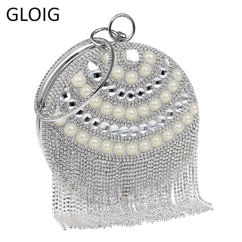 Новое поступление вечерние сумки GLOIG с кисточками и бриллиантами через плечо