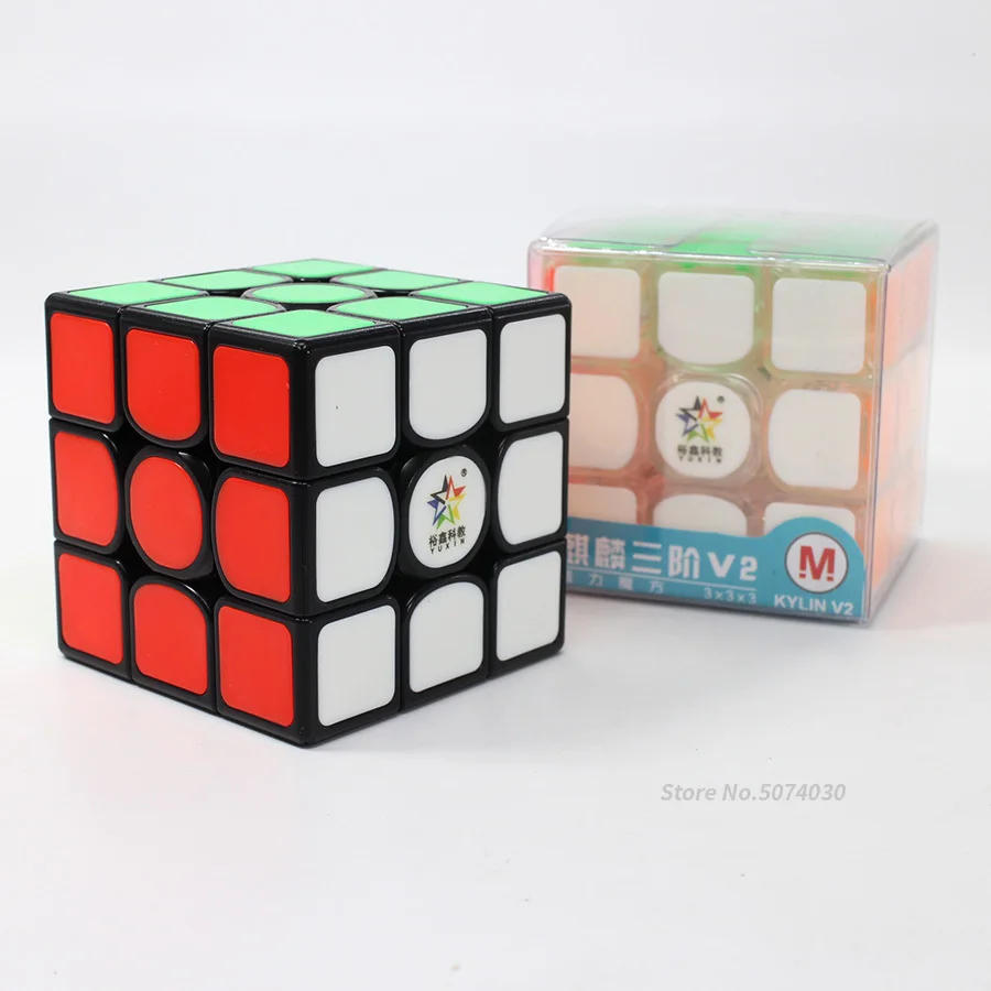 Магнитный куб 3x3x3 Yuxin Kylin V2 скоростной куб магические магниты Cubo Magico 3x3 без наклеек черная прозрачная игра-головоломка