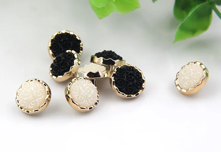 10pcs/lot Resin button sweater rose gold rim flower blouse cardigan 11mm | Buttons