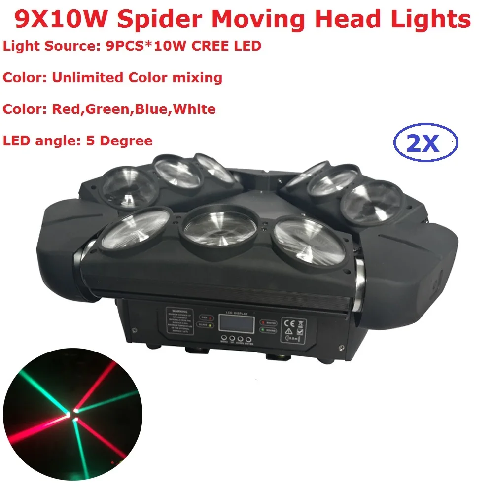 

2 шт., лидер продаж, светодиодные сценические светильники паука, 9 х10 Вт, RGBW, Четырехцветные лучи, 5 градусов, светодиодный угол для украшения в...