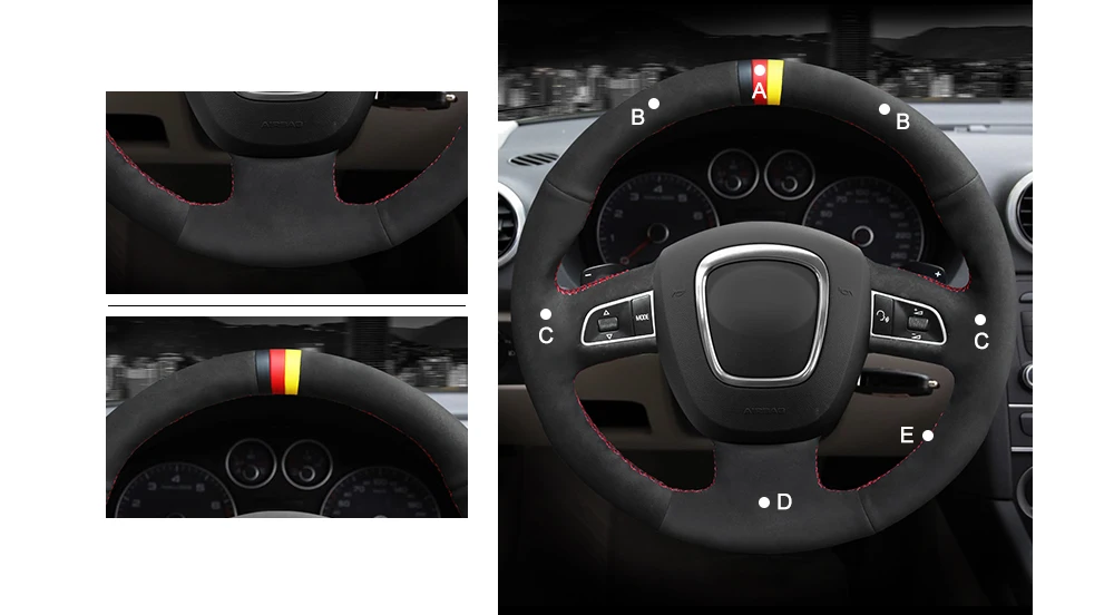 MEWANT черная замша рулевого колеса Крышка для Audi A3 8P Sportback A4 B8 Avant A5 8T A6 C6 A8 D3 Q5 8R Q7 4L S3 S4 S5 S6 S8 RS 4