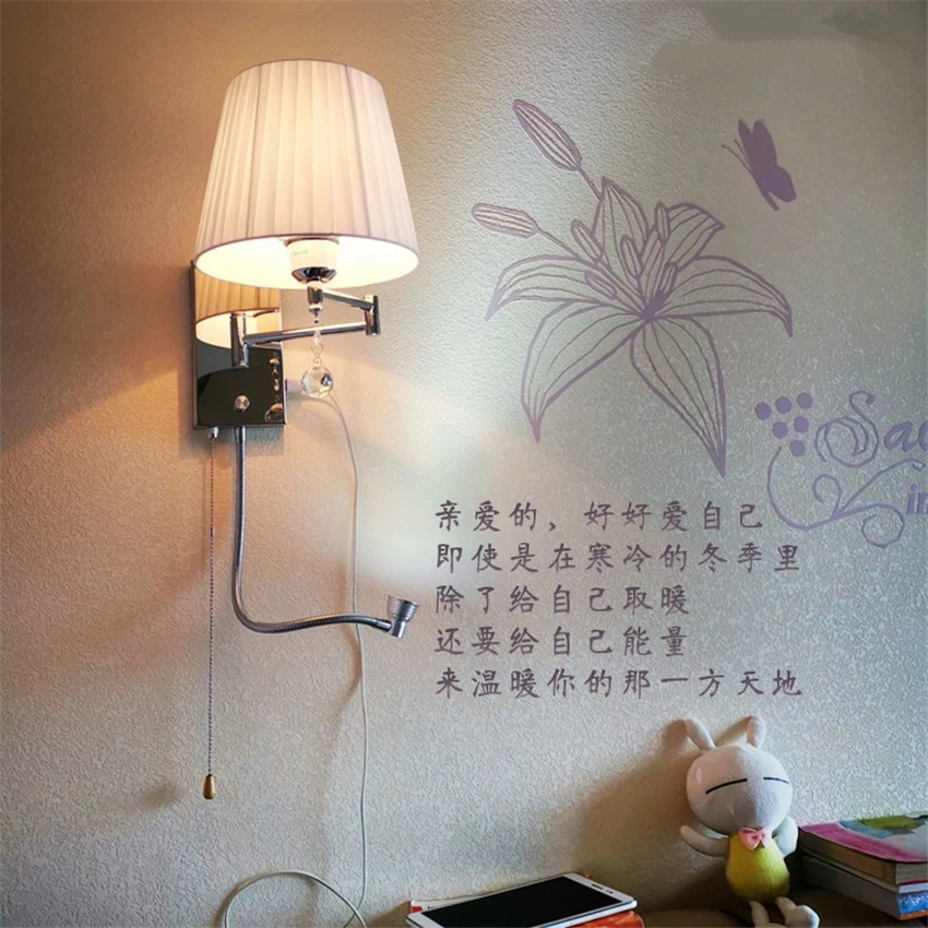 Настенные светильники для учебы спальни с затемнением вращающиеся светодиодные