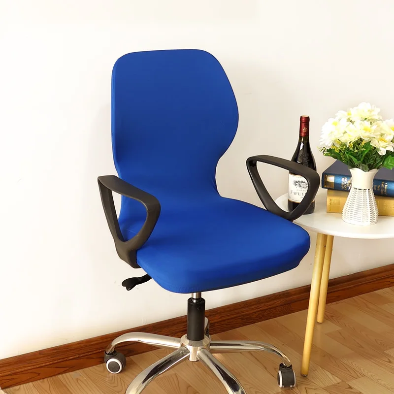 Royal blue Эластичный чехол для компьютерного офисного стула с цветочным принтом и листьями моющийся съемный чехол для стула с подлокотниками растягивающийся вращающийся подъемник - Цвет: Royal blue