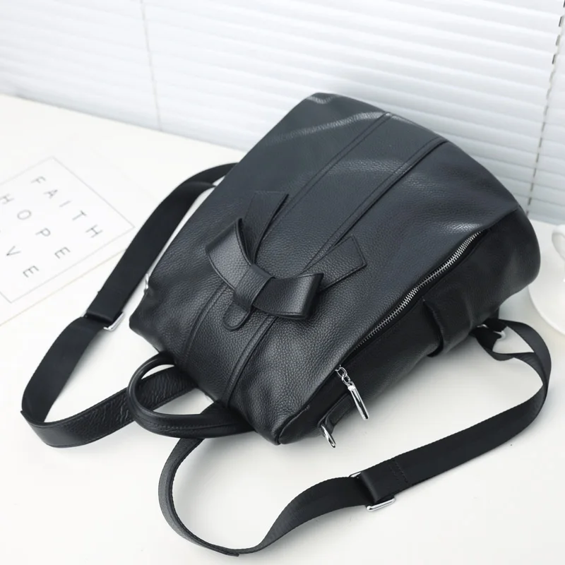 Новый сладкий лук дизайн Anti theft мягкой натуральной кожи Для женщин рюкзак Arge