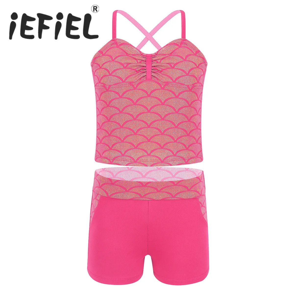 Детский комплект танкини для девочек костюм балета с рисунком русалки и весы