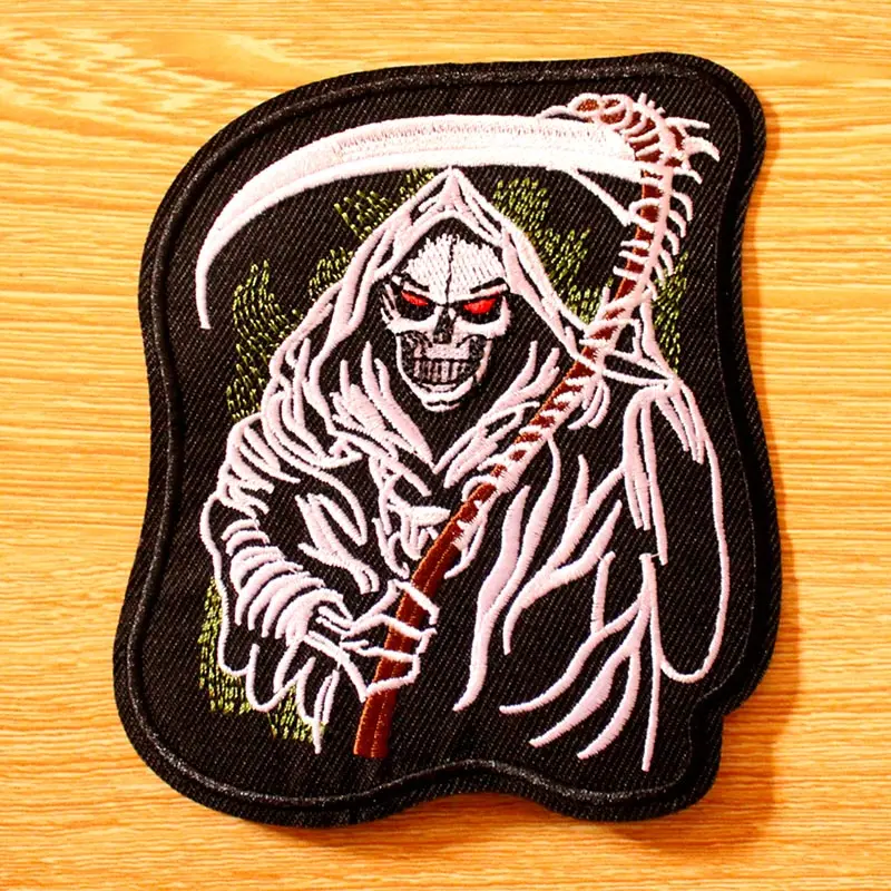 DIY Punk Skull Patch Embroidered Patches For Clothing Iron On Patches On Clothes Rock Hippie Patch Biker Badges Black Applique