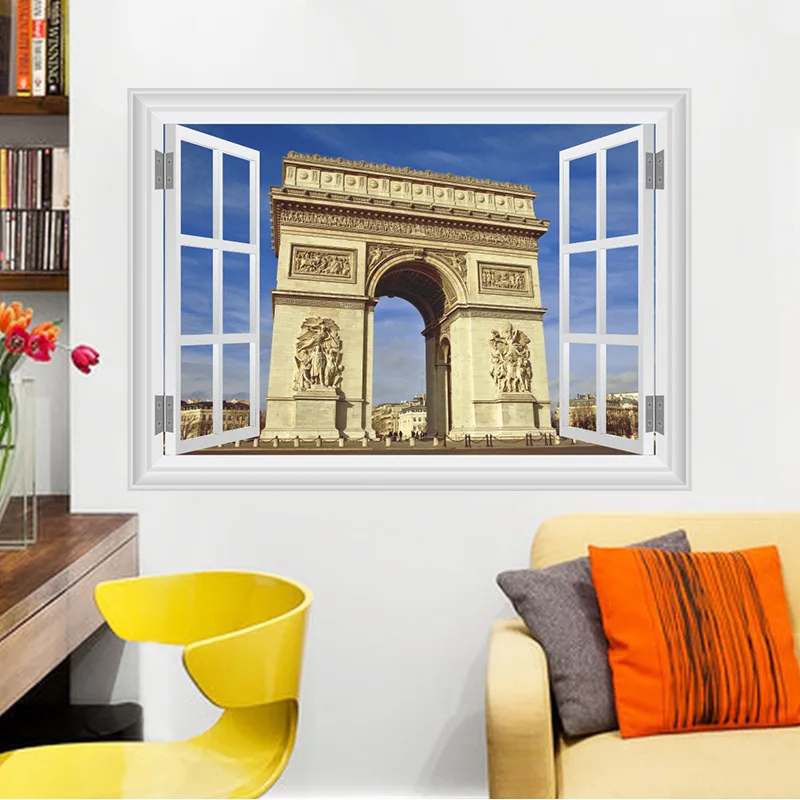 Знаменитая Парижская архитектура Триумфальная 3D настенная наклейка ПВХ
