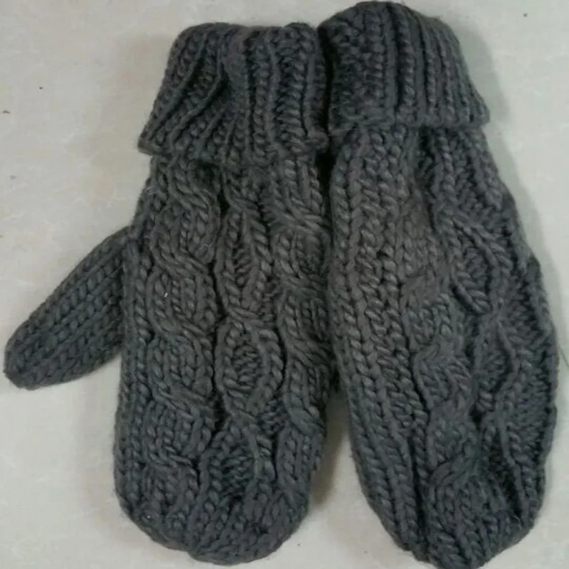 2018 модные новые зимние женские вязаные толстые двухслойные шерстяные перчатки