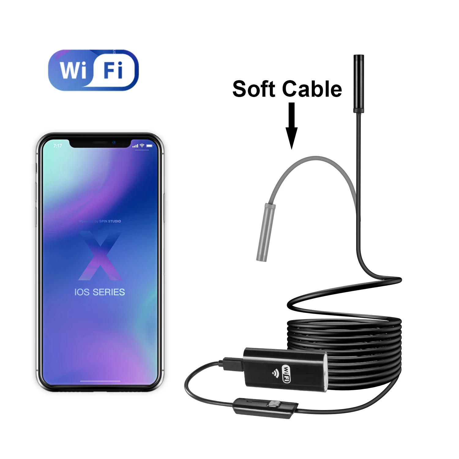 Цвет: желтый Full 1080P HD wifi эндоскоп камера Инспекционная камера 8 мм полужесткая Беспроводная BorescopeTube беспроводная видео инспекция для IOS - Цвет: Цвет: желтый