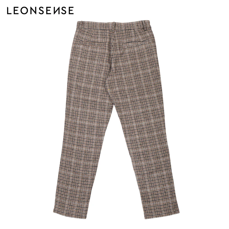LEONSENSE 2019 мужские брюки в клетку деловые повседневные приталенные Homme