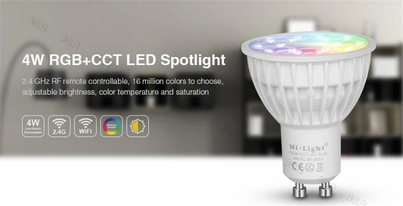 Светодиодный светильник Mi с регулируемой яркостью, 4 Вт, GU10 RGB CCT(2700-6500 K), светодиодный светильник, украшение для помещений+ 2,4G RF светодиодный пульт дистанционного управления