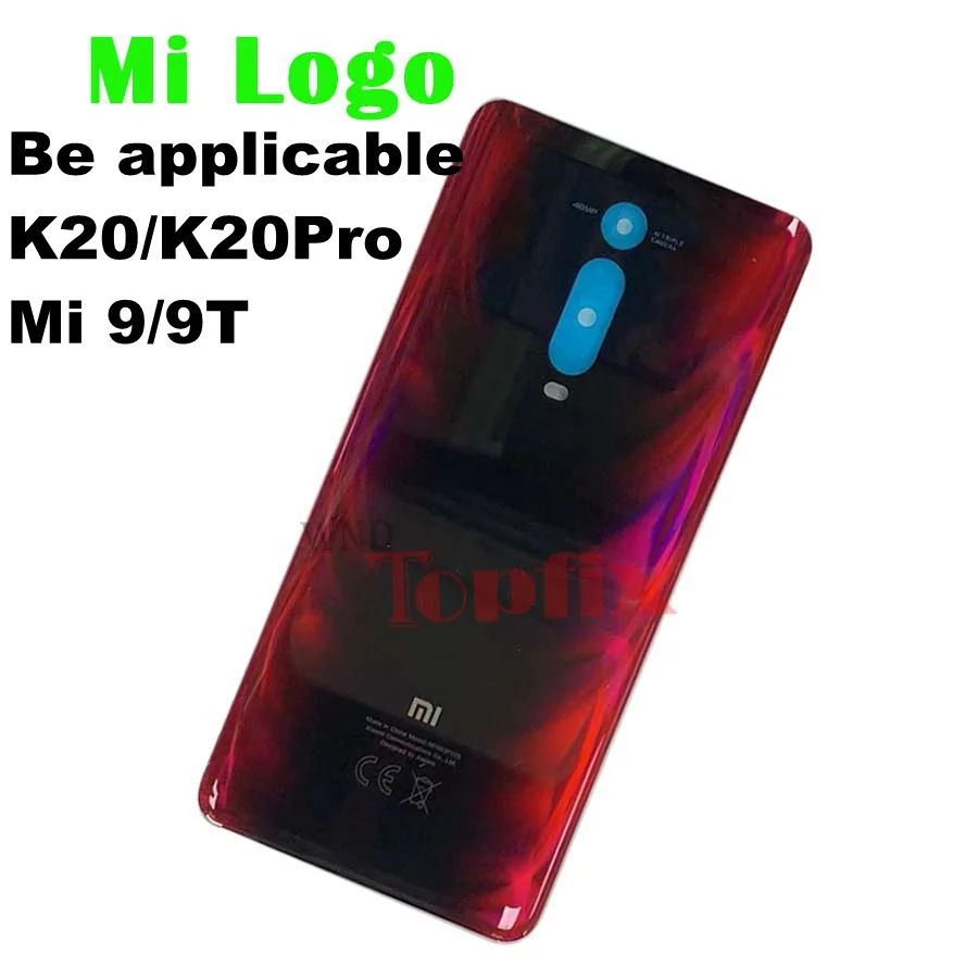 Mi logo Red Чехол для батареи Red mi K20 Pro, Задняя стеклянная панель, чехол для задней двери для Xiaomi mi 9T Pro, чехол для батареи, задняя крышка с линзой - Цвет: Mi logo Red