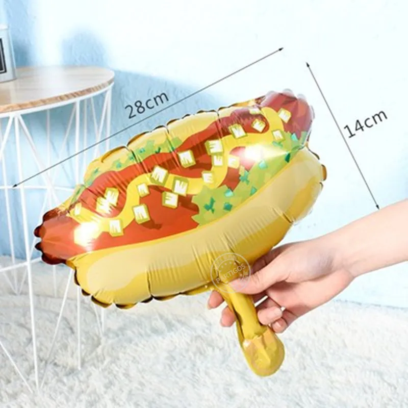 hot dog 1 шт. мини лед сливочный пончик воздушные шары хот-доги гамбургер пицца шар 22 дюймов 4D сладости шар День Рождения Декор закуски поставки - Цвет: hot dog
