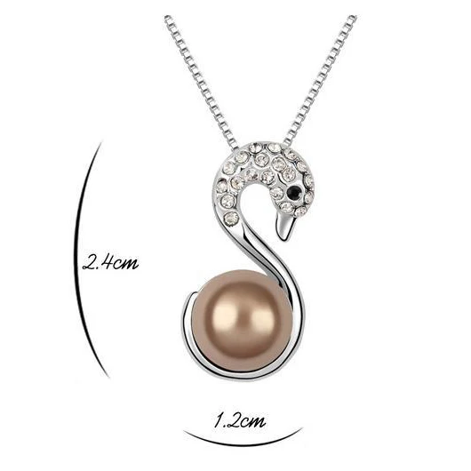 Модные Австрийские кристаллы лебедь жемчужные ожерелья серьги набор ювелирные