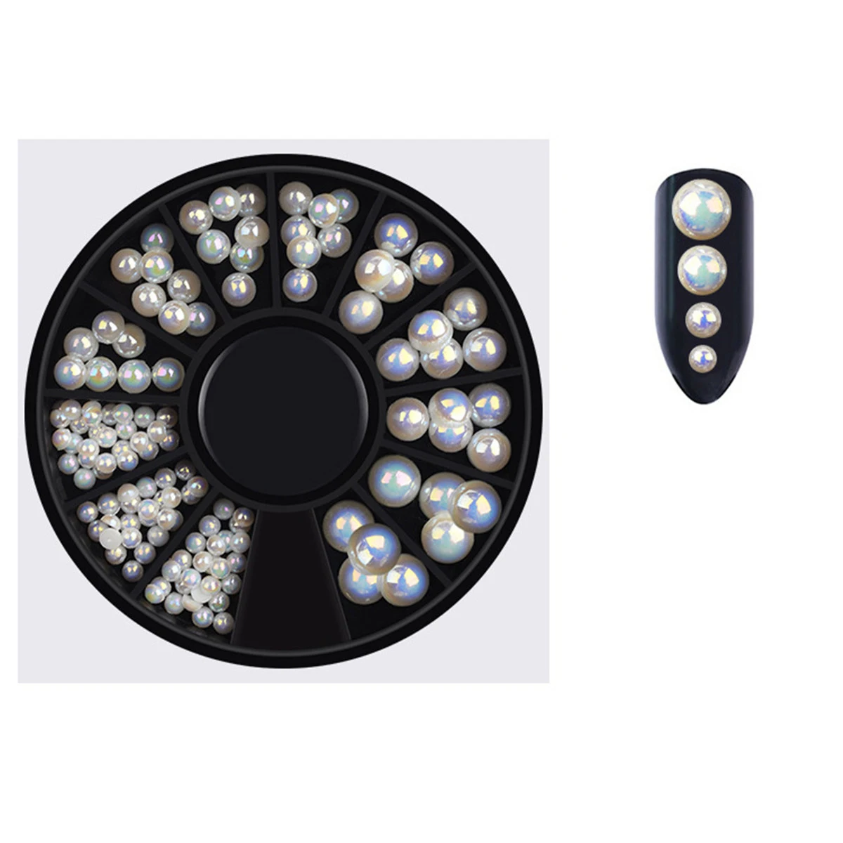 Жемчужины AB для ногтей разных размеров жемчужины чистые белые бежевые 3d бусины