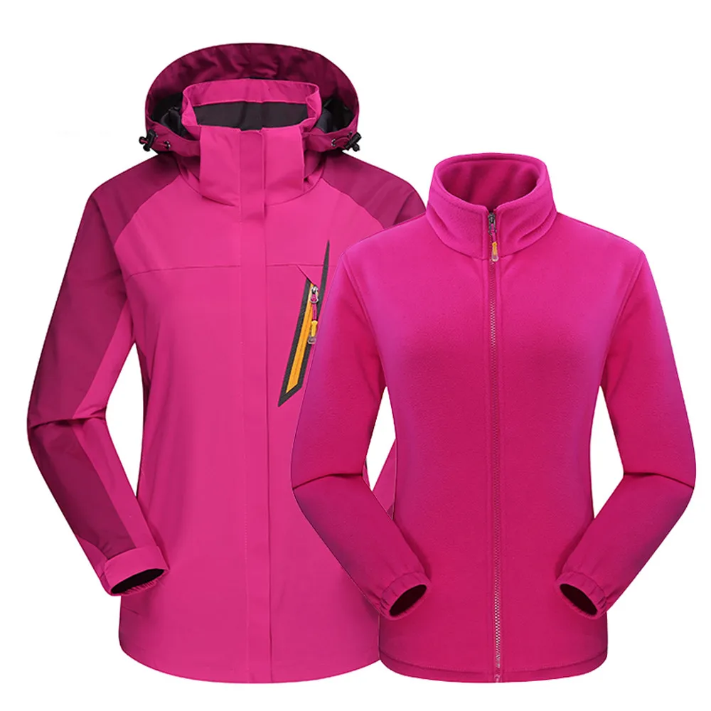 Hot Pink Пальто и куртки женская уличная одежда из двух частей три в одном теплая водонепроницаемая дышащая хлопковая куртка женская 2018Oct17 - Цвет: Hot Pink