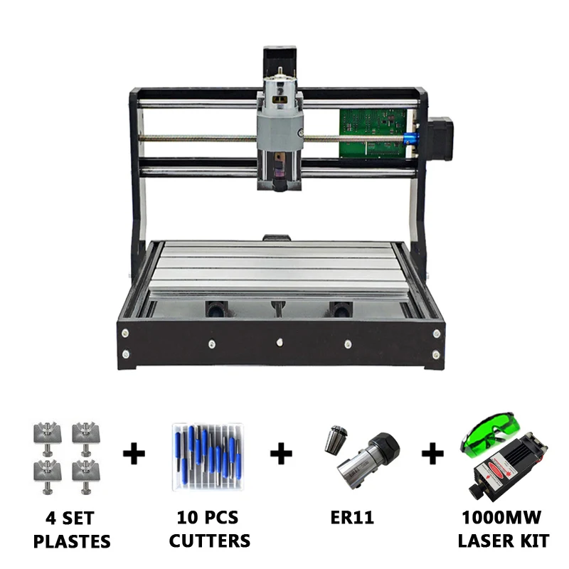 Package 2 ЧПУ 1610 Pro GRBL 1,1 Diy мини лазерный станок 3 оси pcb фрезерный лазерный станок DIY деревянный маршрутизатор лазерная гравировка работа в автономном режиме - Цвет: Package 2