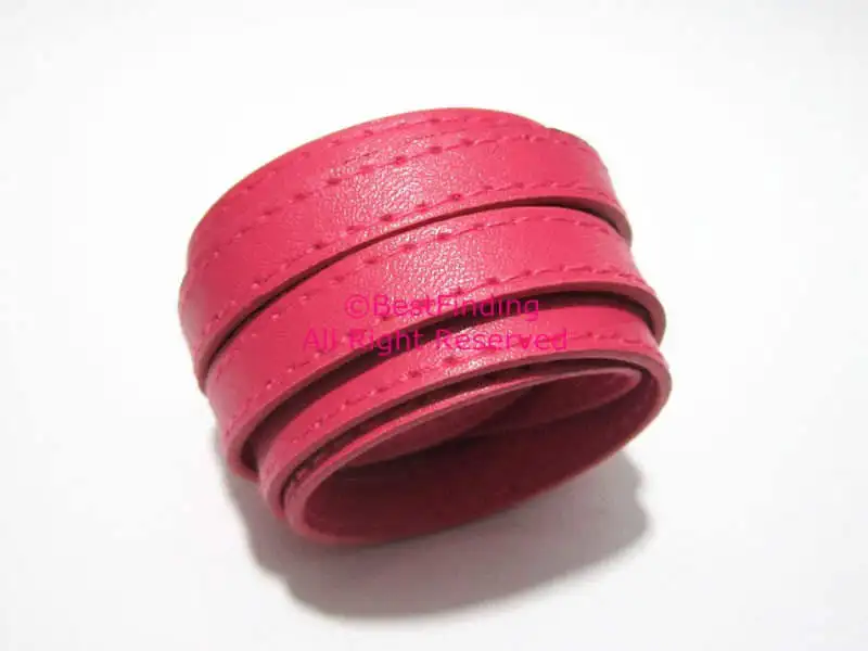 

10x2mm Fushia leather cord Stitched 10mm flat leather cord stitch leather