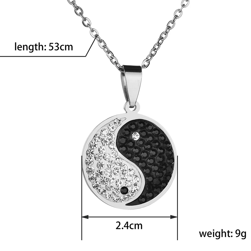 Nextvance Стразы кулон для Тай Чи ожерелье Черный Белый Инь Янь Чокер ожерелья