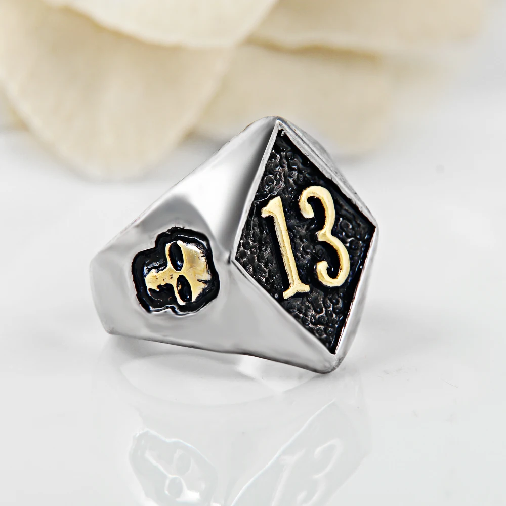 Модные размеры 8 13 байкерские кольца Lucky Number из нержавеющей стали 316L в стиле панк
