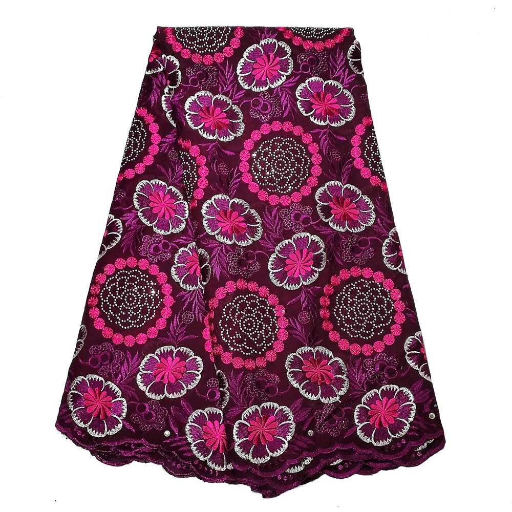 Африканская кружевная ткань 2019 Высококачественная фуксия розовая швейцарская