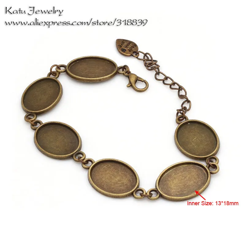 Винтажный латунный металлический сплав цинка 13*18 мм овальный браслет набор