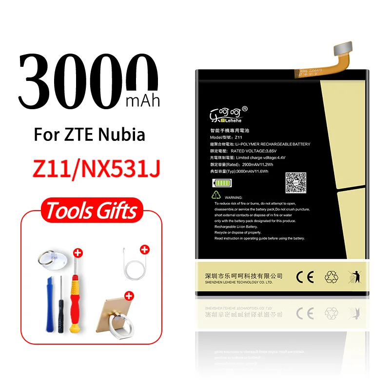 3000mAh NX531J Новая батарея lehehe для zte Nubia Z11 Li3829T44P6h806435 NX531J высокое качество 3000 мАч 3400 мАч аккумуляторная батарея с инструментами подарок - Цвет: 3000mAh NX531J