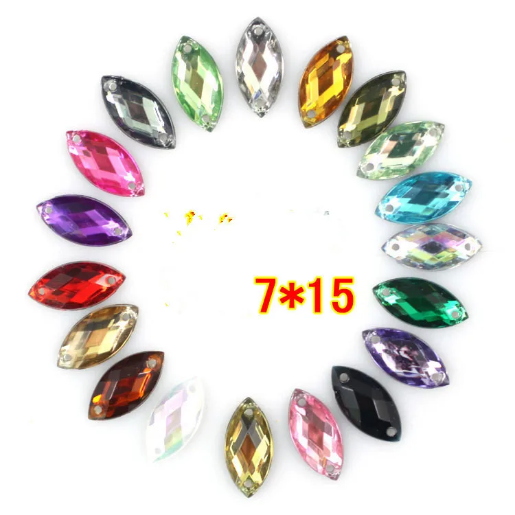 

7*15mm Mixed 500pcs Sewing Acrylic rhinestone for clothes decoration