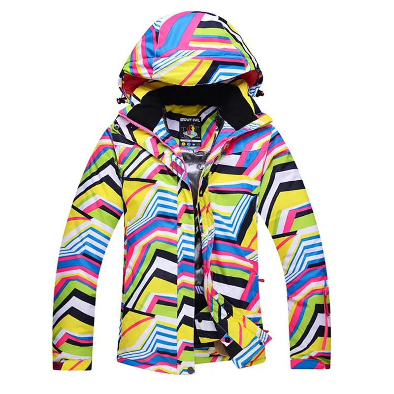 Зимние спортивные куртки для женщин, пальто ярких цветов с капюшоном и принтом, водонепроницаемая ветрозащитная Женская одежда, куртки для ...